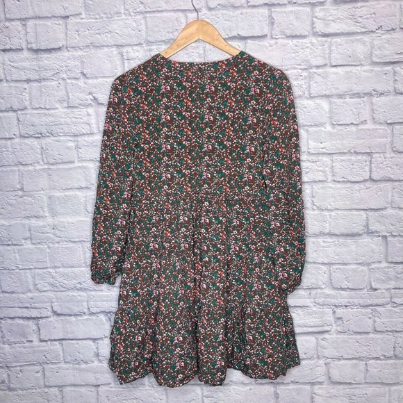 Matilda Jane‎ Small S Fabulously Floral Green Pink Tiered Mini Tunic Dress Boho - Picture 7 of 8